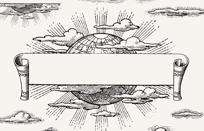 Globe & Banner Vignette