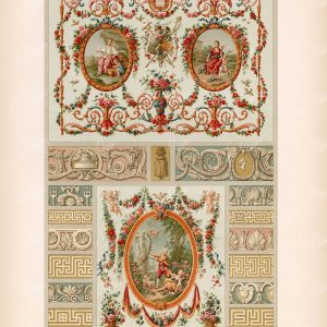 18TH CENTURY Intricate Floral and Cherub Frame Designs RACINET Antique Artwork