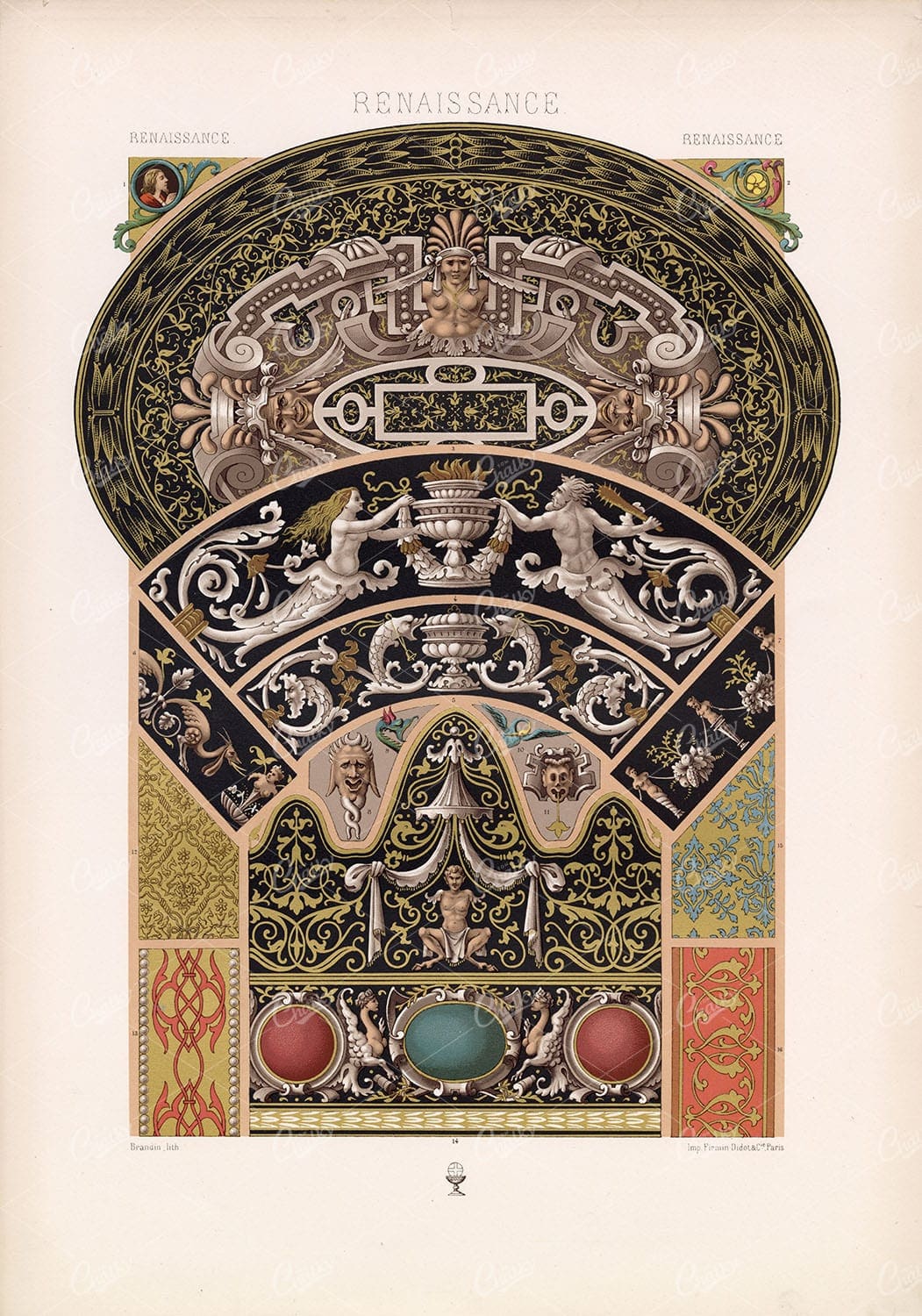 RANAISSANCE Grotesque Decorative Border / Frames / Pattern Designs RACINET Artwork