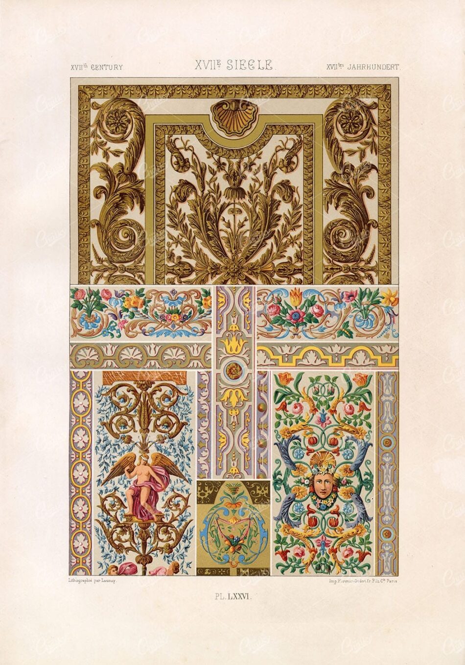 Ornamental Panels - Baroque Acanthus Scrollwork, Masks And Flowers