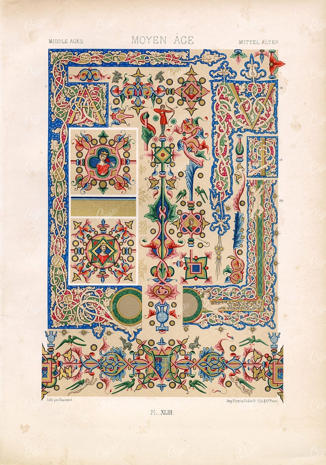 MIDDLE AGES Illumination and Embellishment Design RACINET Stock Illustration