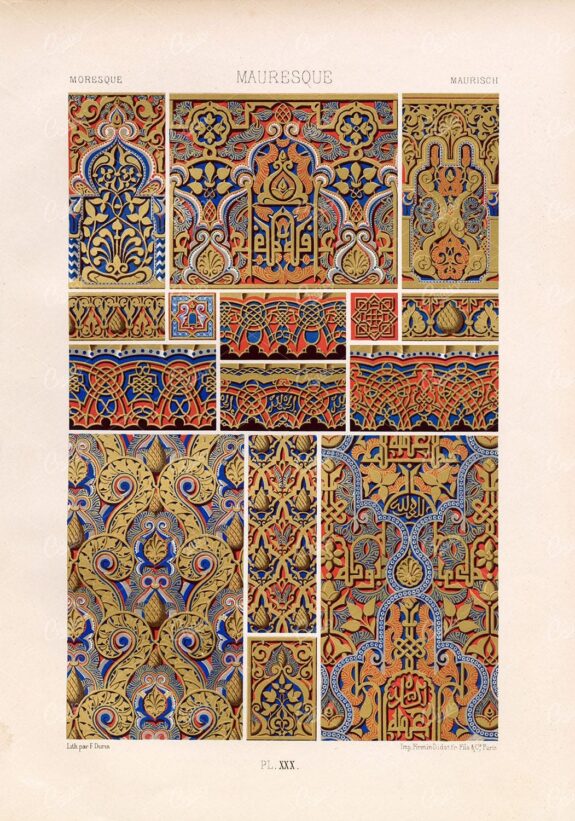 MORESQUE Ornamental Fabric Patterns RACINET Plate XXX