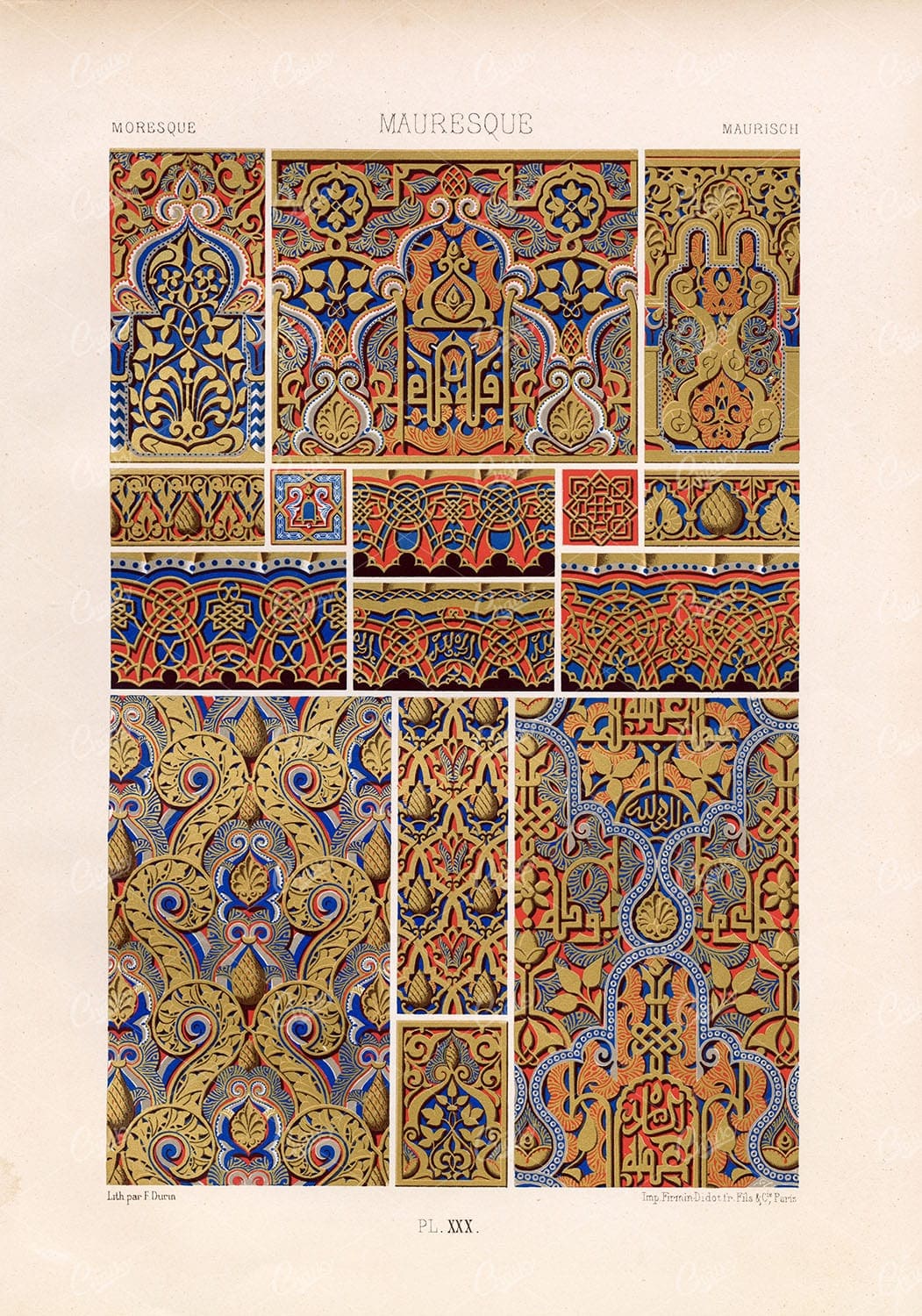 MORESQUE Ornamental Fabric Patterns RACINET Plate XXX