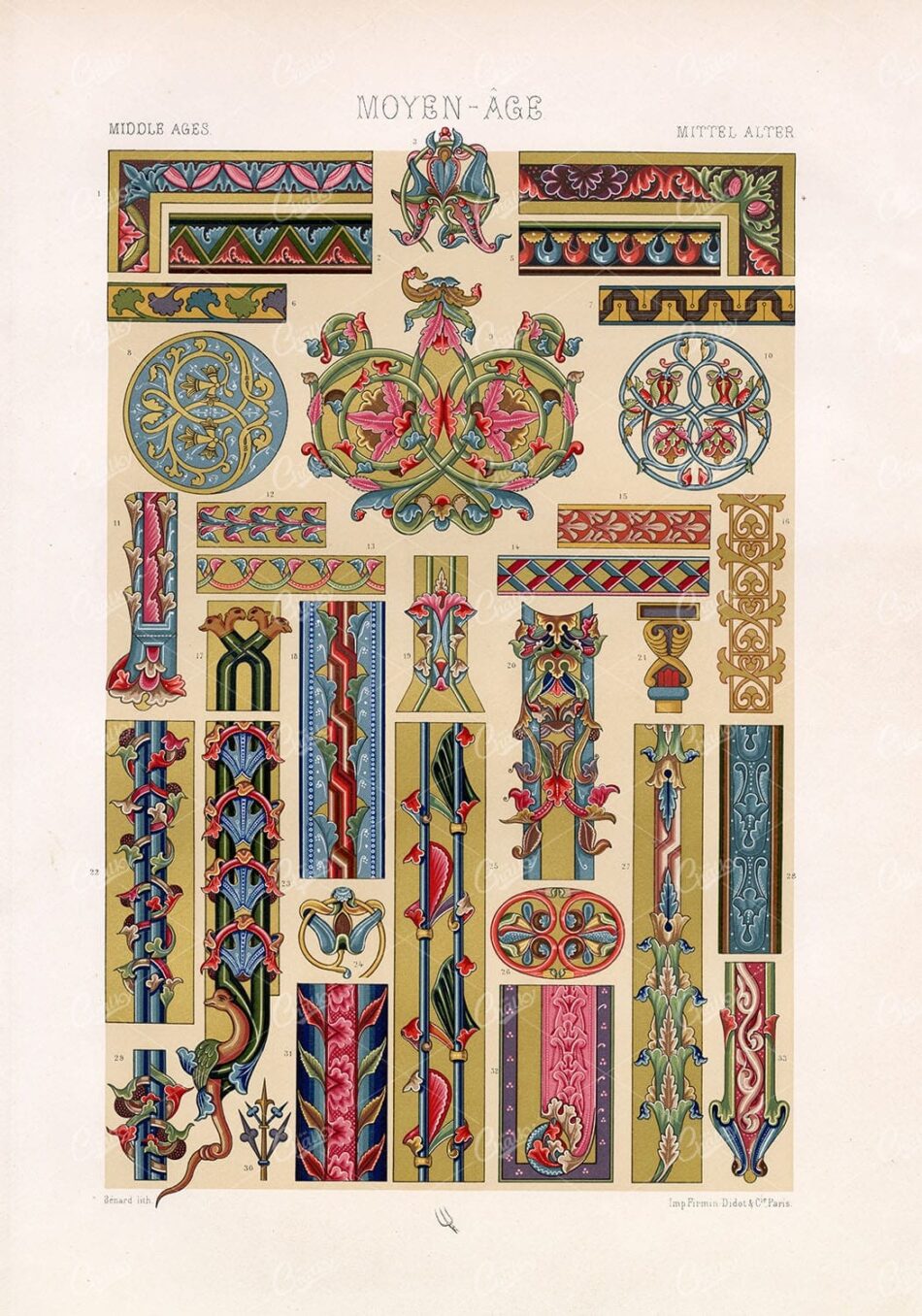 Medieval Ornament Collection - Borders, Medallions, And Column Details
