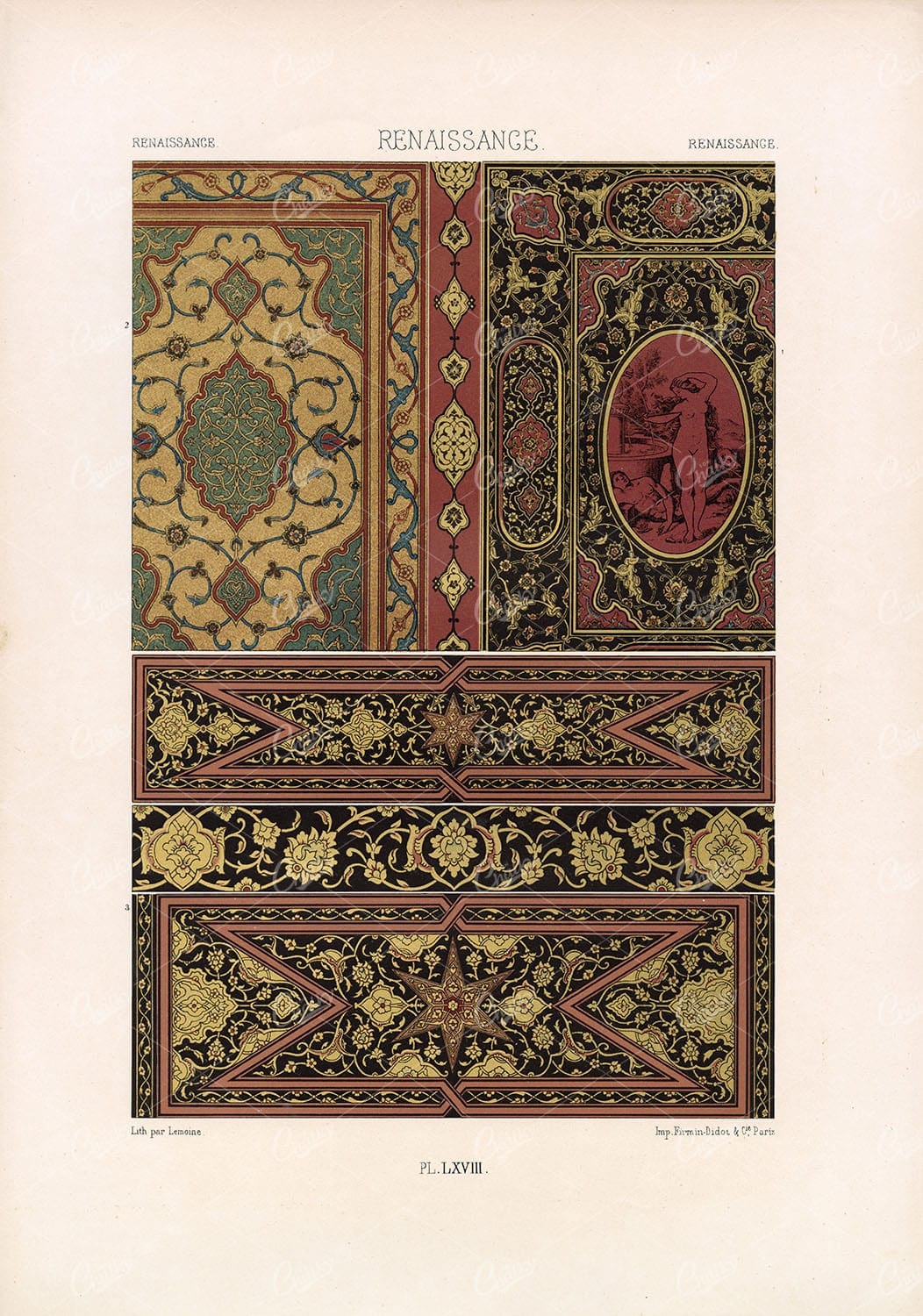 RANAISSANCE Ornamental Fabric Designs RACINET Plate LXVII 1873