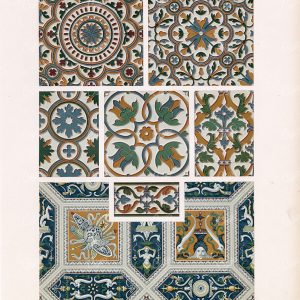 16TH CENTURY Ornament Mosaic Tile Designs RACINET Vintage Stock Image