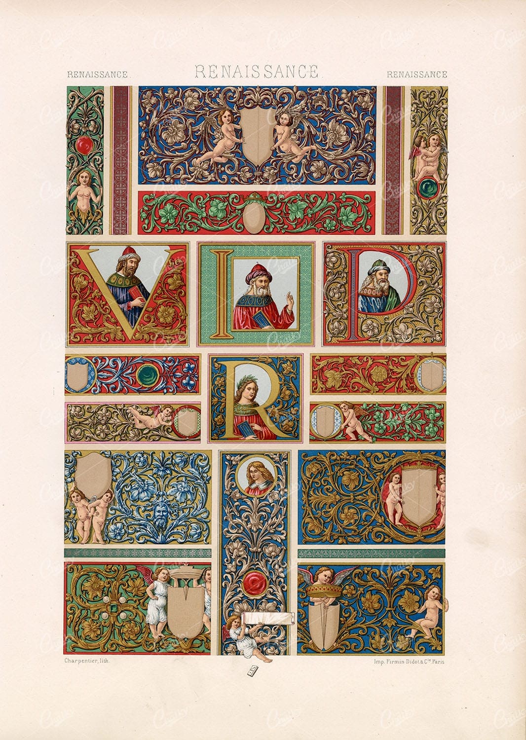 RENAISSANCE Floral Ornamental Illumination RACINET 1873
