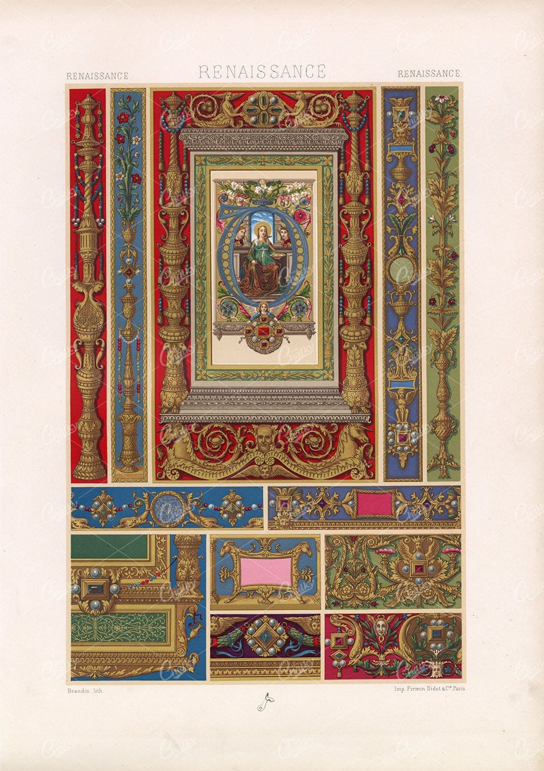 RENAISSNACE Decorative Ornament Designs RACINET Vintage Art