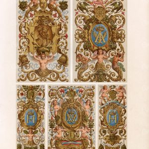 XVII CENTURY Embellished Royal Wreaths RACINET Vintage Stock Image 1873