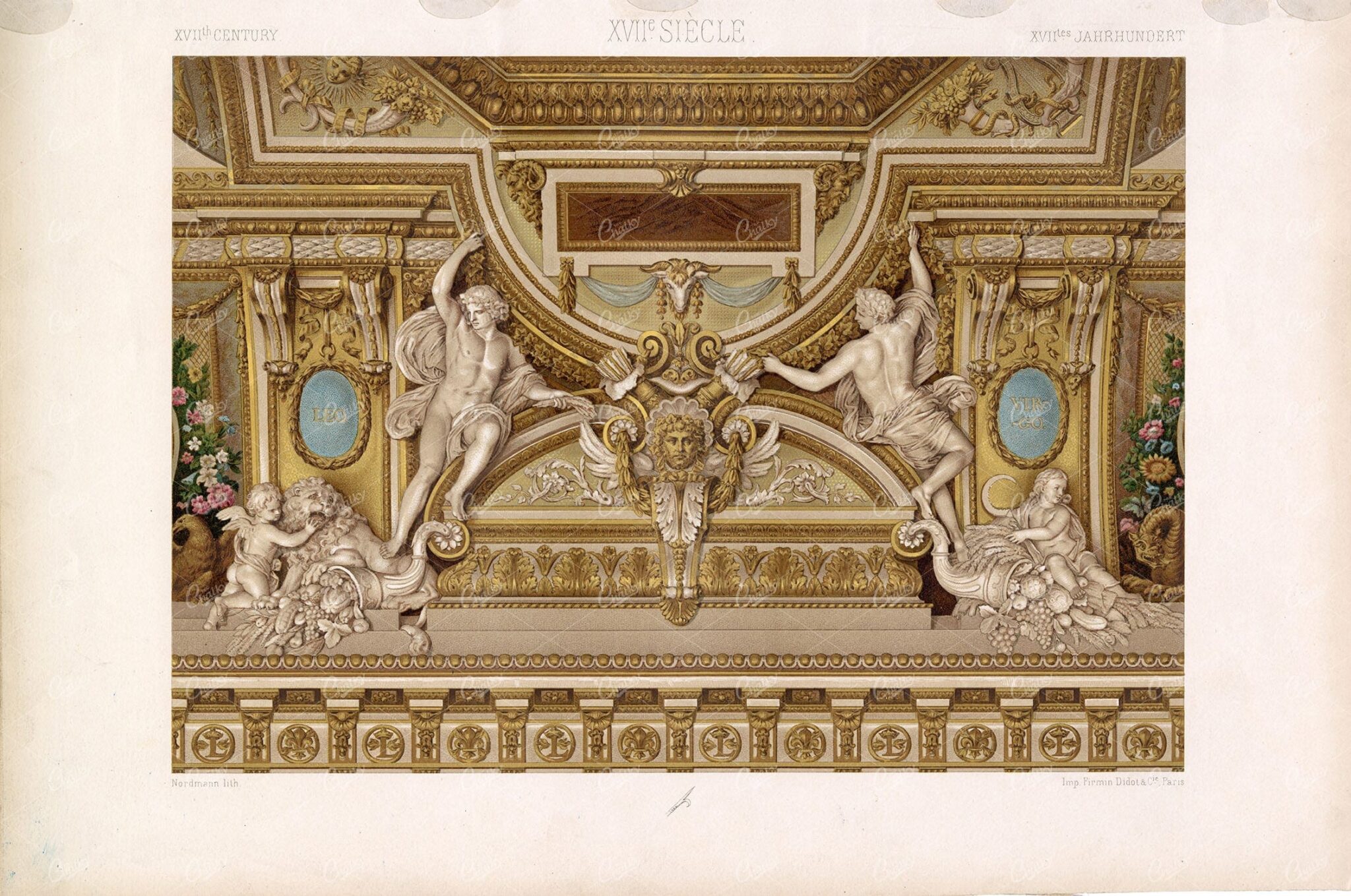 17TH CENUTY Ornamental Architecture Design RACINET Nordmann Lith