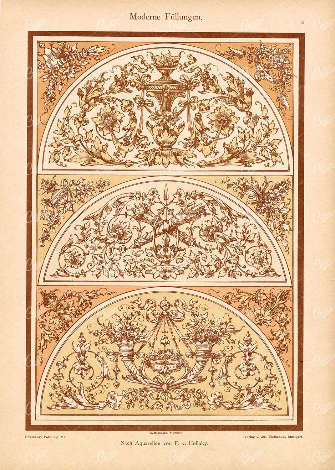 DEKORATIVE Vorbilder VI, Modern Fullungen, 1904 Vintage Artwork