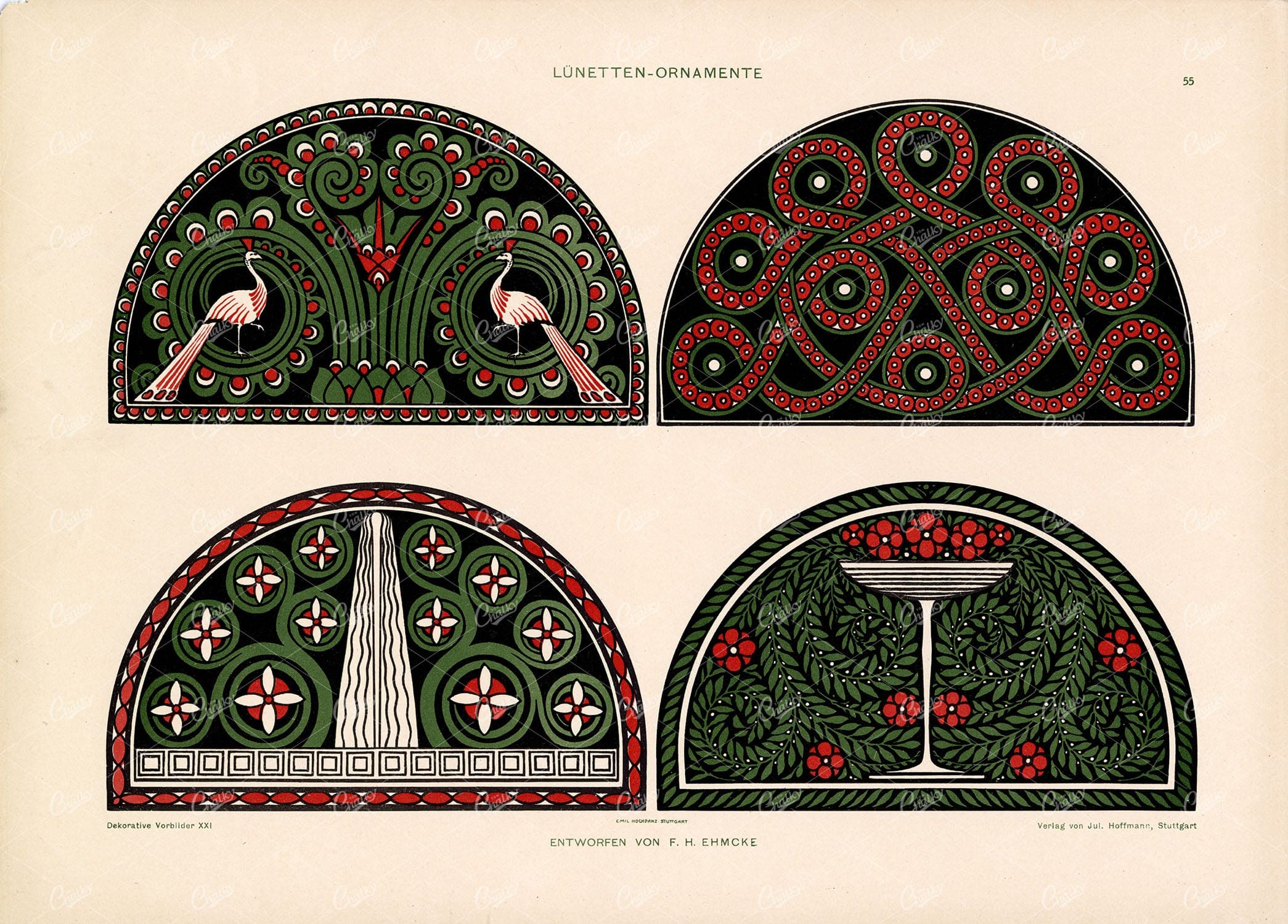 DEKORATIVE Vorbilder XXI, Lunetten Ornamente, Julius Hoffman 1904 Stock Image