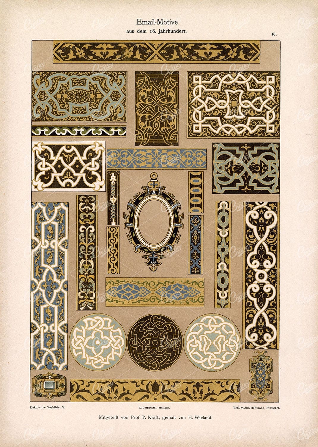 DEKORATIVE Vorbilder V, Email-Motive, aus dem 16. Jahrhundert 1904 Stock Image
