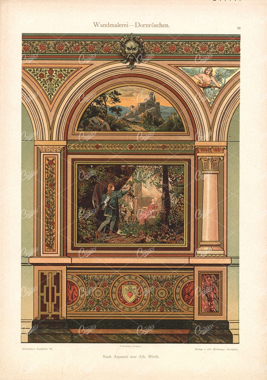 DEKORATIVE Vorbilder VI, Wandmalerei, Dornroschen. Ornate Architecture Art
