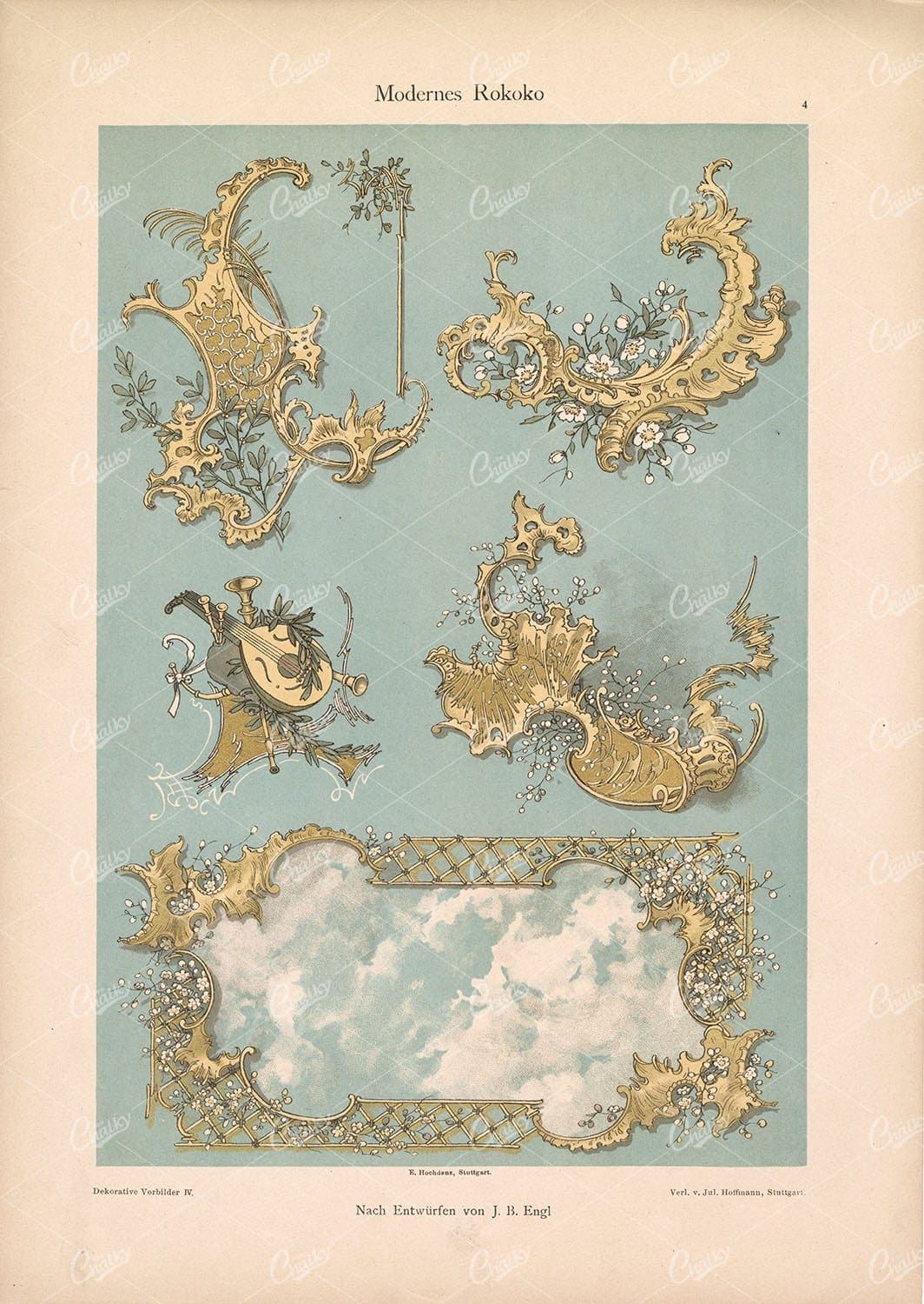 DEKORATIVE Vorbilder IV, Modernes Rokoko. Vintage Ornate Decorative Art