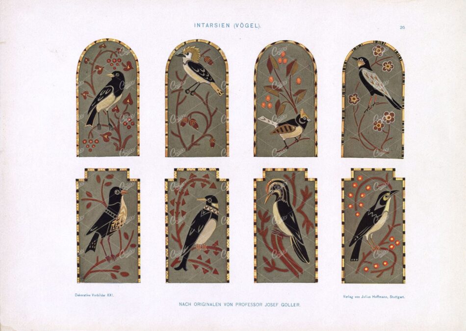 DEKORATIVE Vorbilder XXI, Intarsien (Vogel) Julius Hoffmann, Stuttgart
