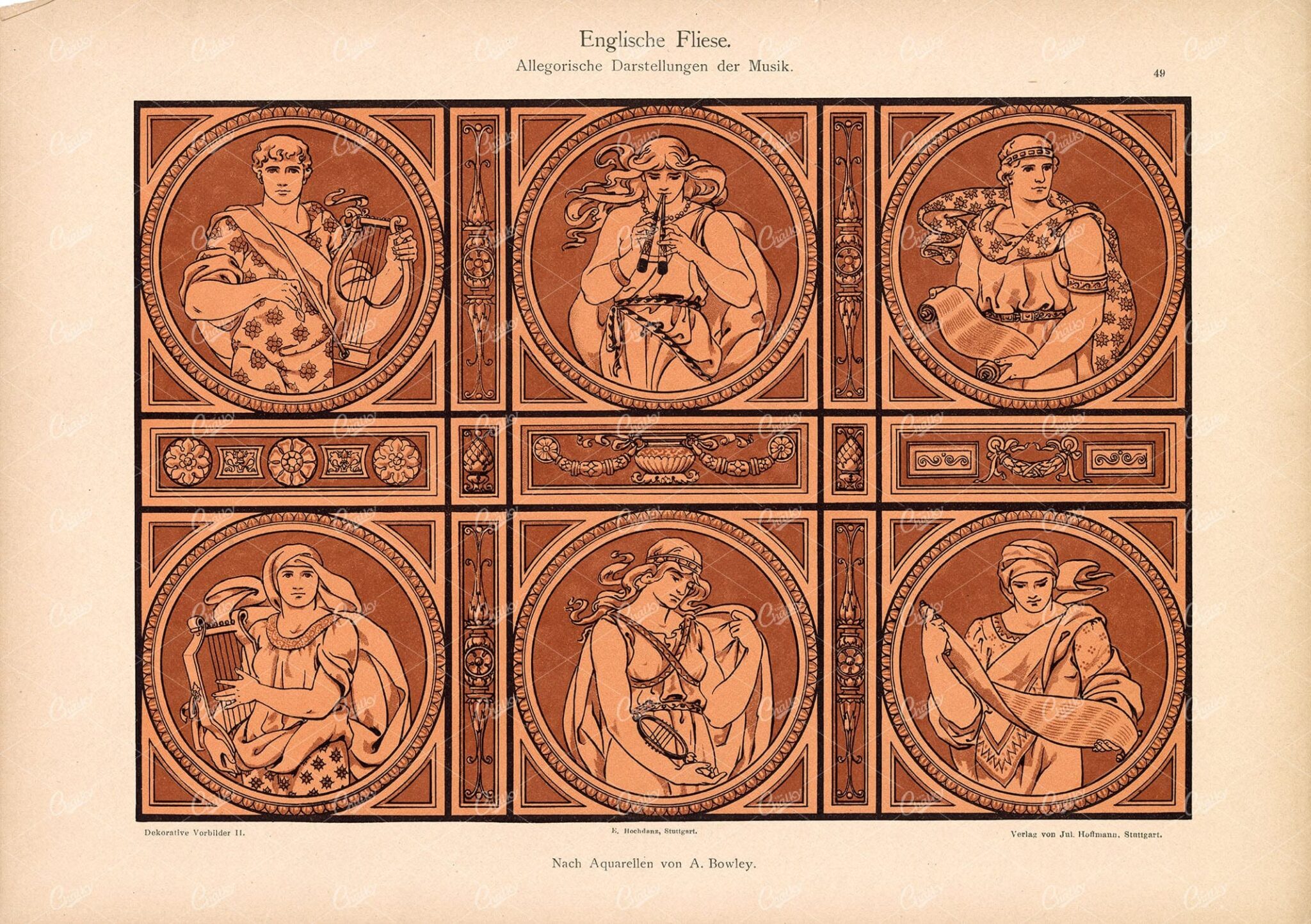 DEKORATIVE Vorbilder II, Englische Fliese, Tile Design, 1904
