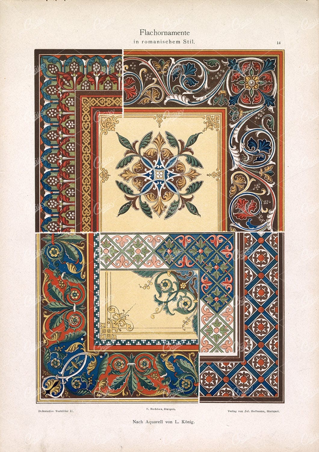 DEKORATIVE Vorbilder II, Flachornamente, Romanesque Art Style Stock Image