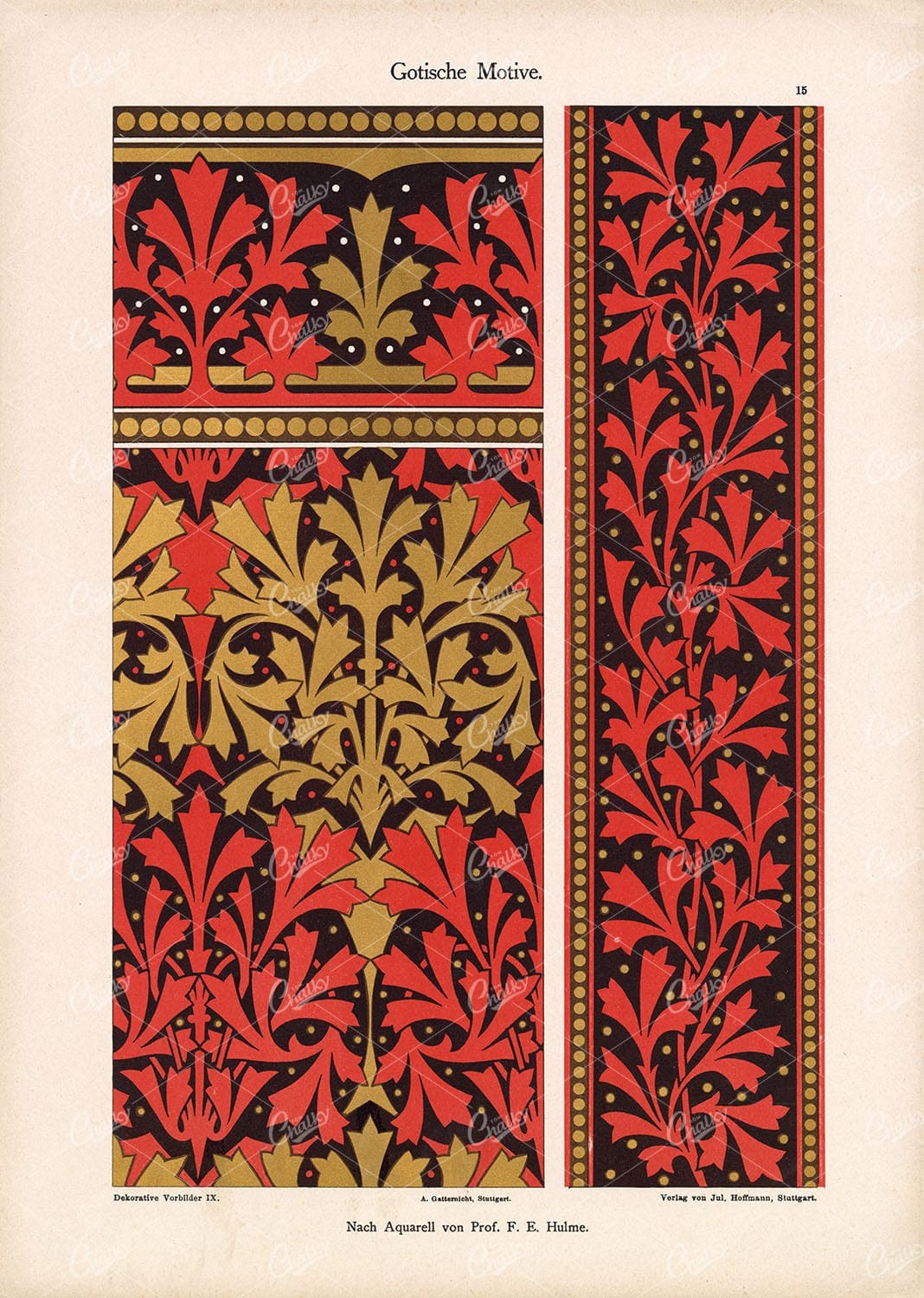 DEKORATIVE Vorbilder IX, Gotische Motive, Gothic Pattern Design 1904