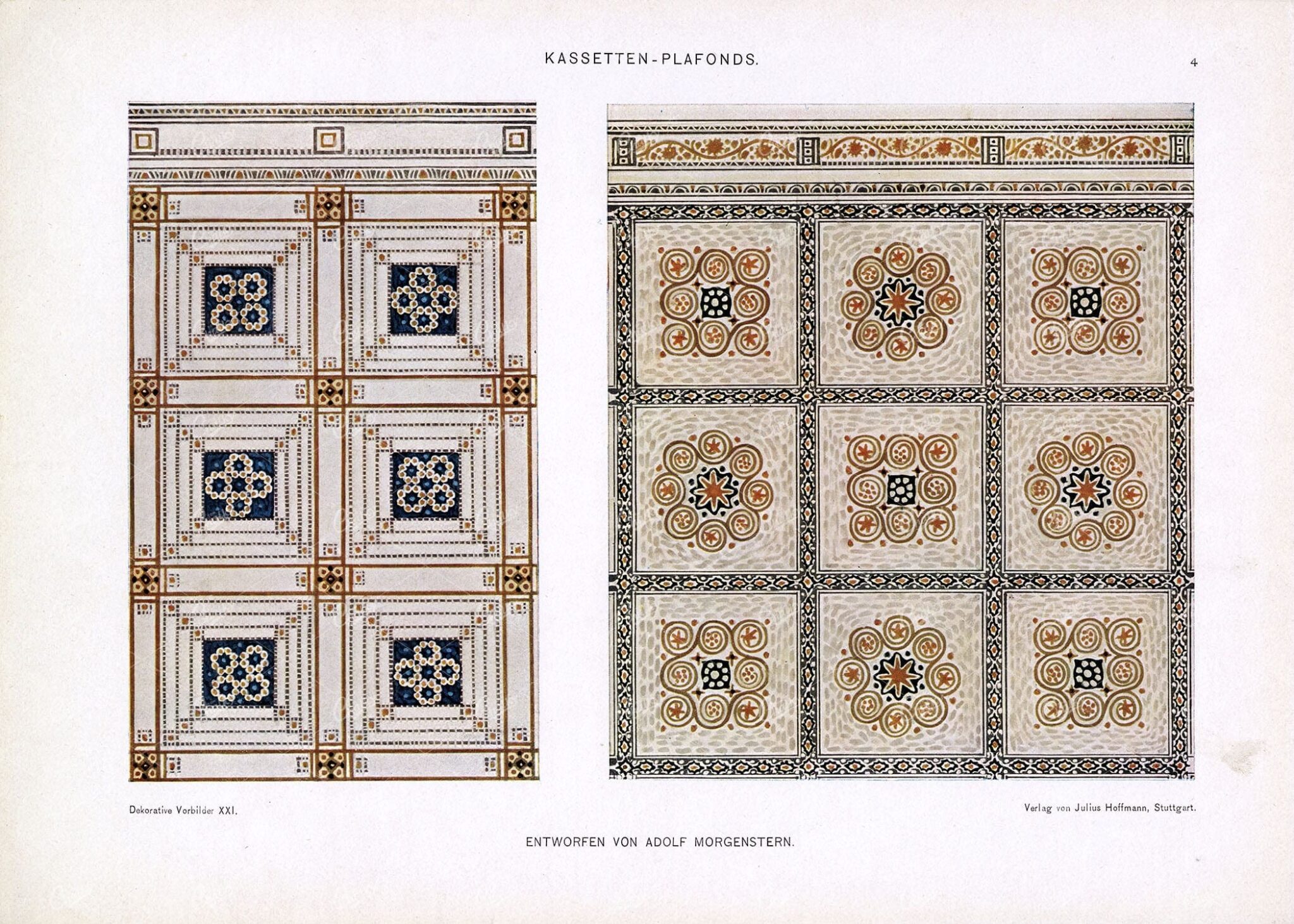 DEKORATIVE Vorbilder XXI, Kassetten Plafonds, Mosaic Ceiling Design