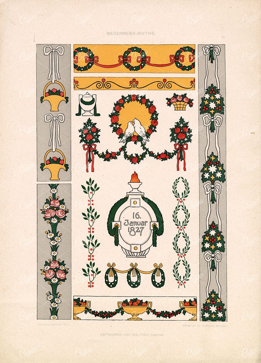 DEKORATIVE Vorbilder XVIII Biedermeier Motive Design, 1904 Stock Image