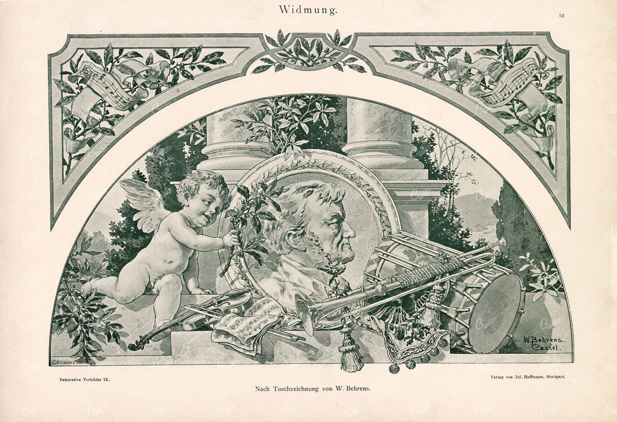 DEKORATIVE Vorbilder IX, Widmung, Nach Tuschzeichnung von W. Behrens