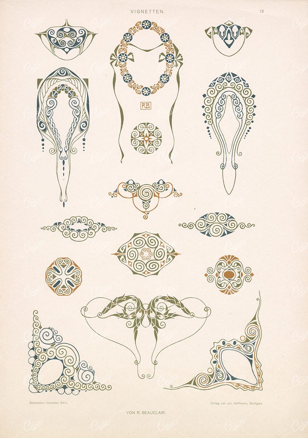 DEKORATIVE Vorbilder XXIV, Vignetten, Art Nouveau Vignette Stock Image 1904