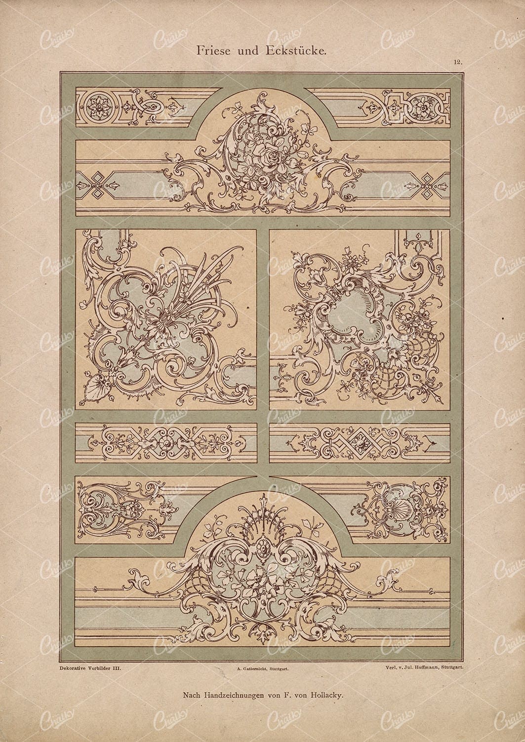 DEKORATIVE Vorbilder, Friese und Eckstucke, Ornate Floral Friezes Design