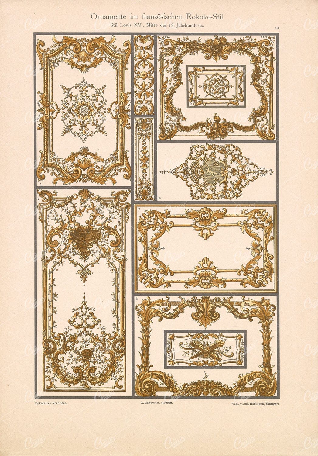 DEKORATIVE Vorbilder, French Rococo Style Ornaments Design 1904