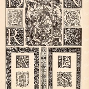 FRENCH Renaissance, Typography Illumination. Decorative Initial Capitals