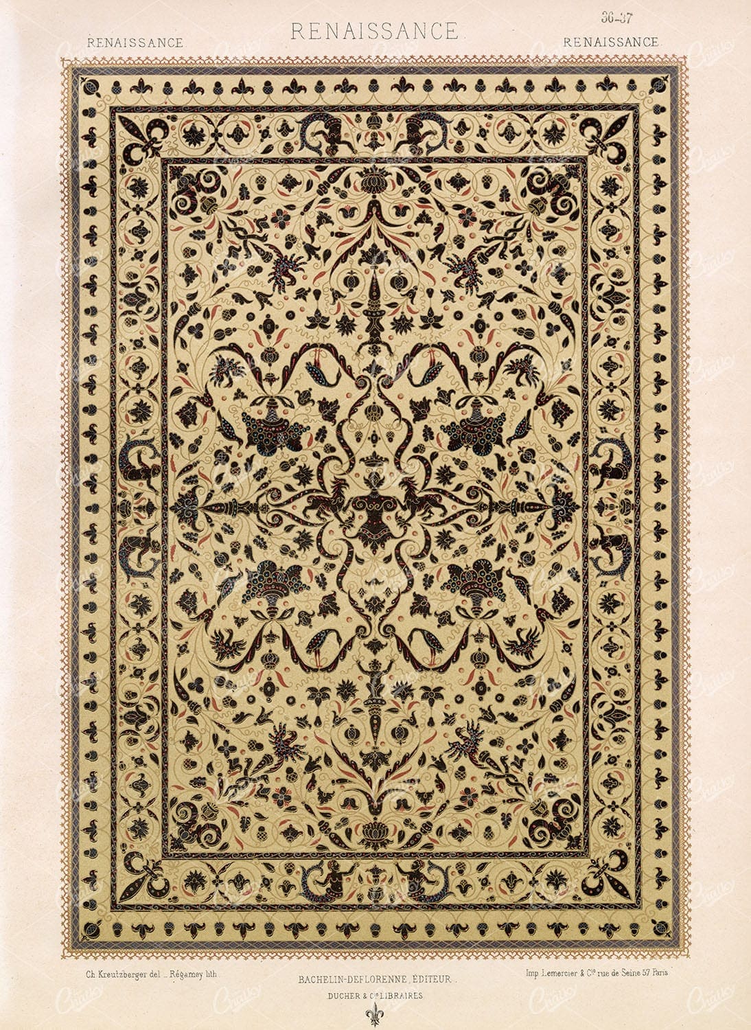 RENAISSANCE Carpet Ornamental Design Stock Image, Bachelin-Deflorenne, Editeur