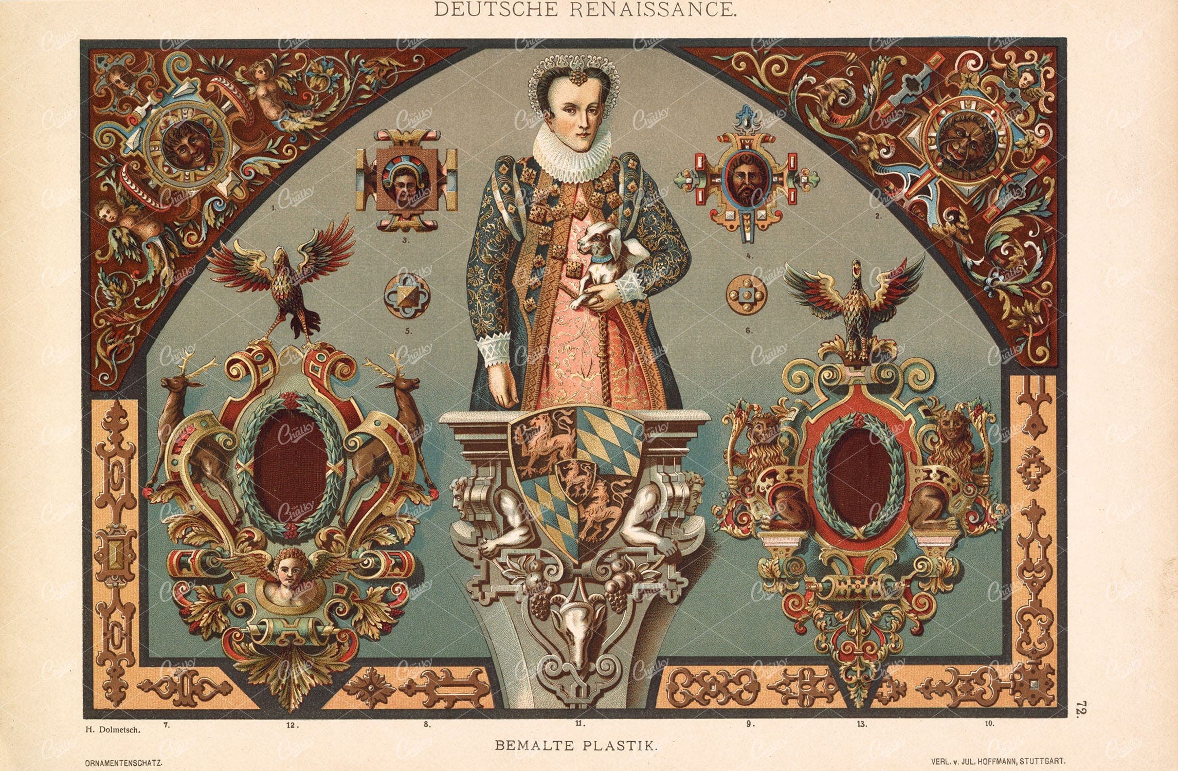 DEUTSCHE, Dutch Renaissance, Bemalte Plastik, Ornamentenschatz, 1887