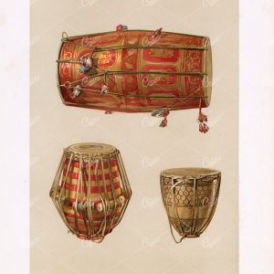 INDIAN Drums, Decorative Illustration of Native Indian Drums, Litho Stock Image