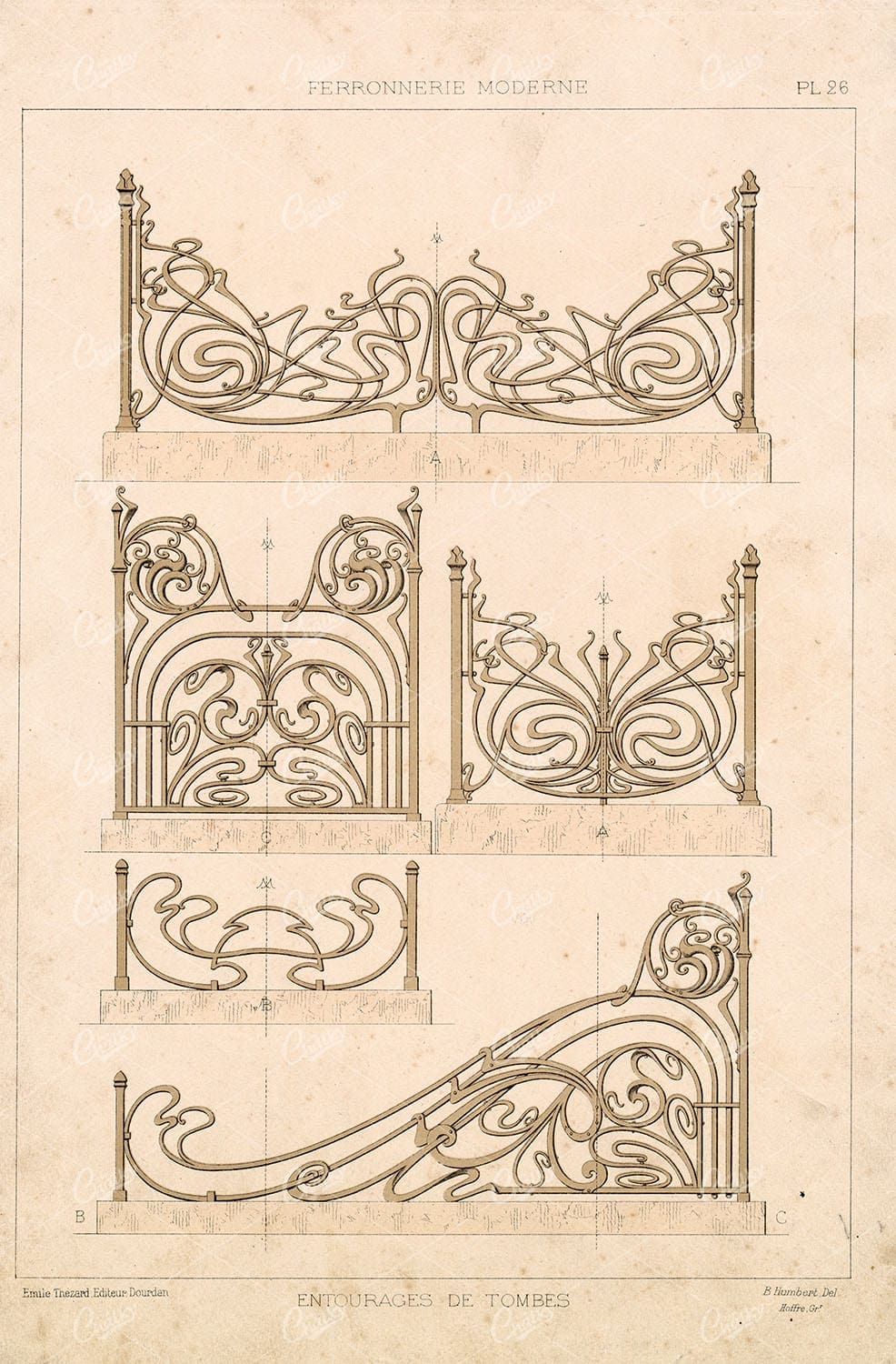 FERRONNERIE Moderne, Ornamental Ironwork. Tomb Surroundings