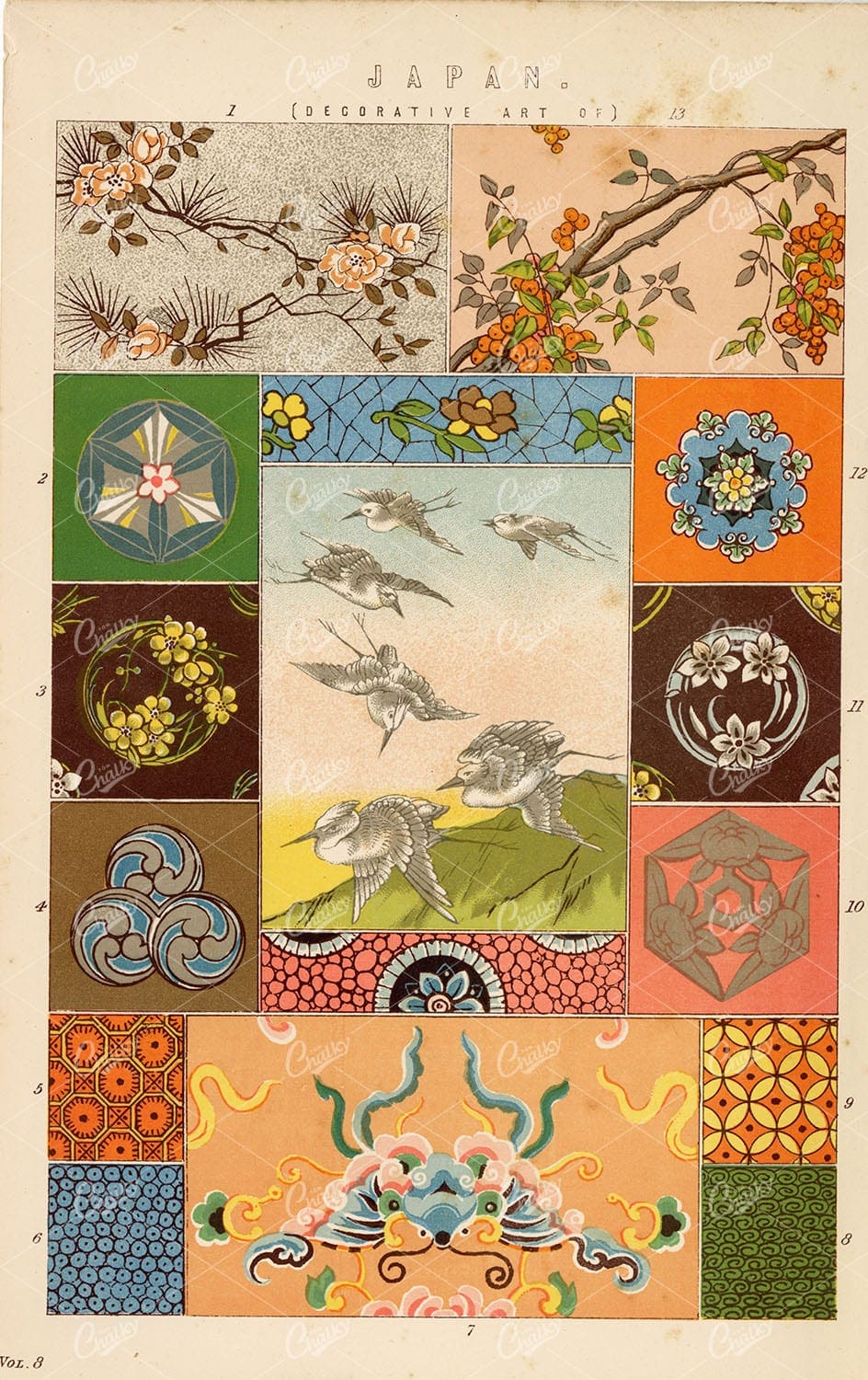 DECORATIVE Art of Japan. Lithograph Antique 1880 Stock Image - Design - Century Library