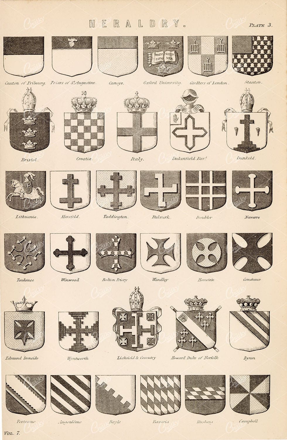 HERALDRY Italy, Bristol, Croatia, etc. Antique Mackenzie Stock Image - Heraldry - Century Library