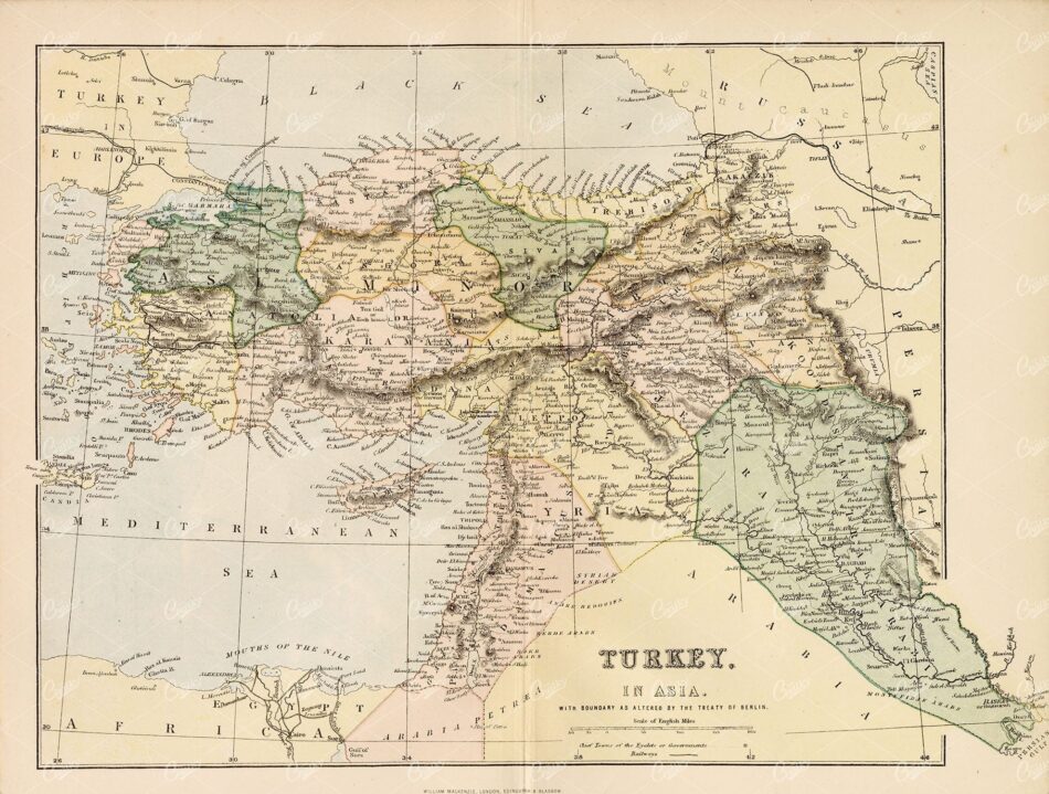 TURKEY In Asia. Vintage 1880 Map. William Mackenzie - Maps - Century Library