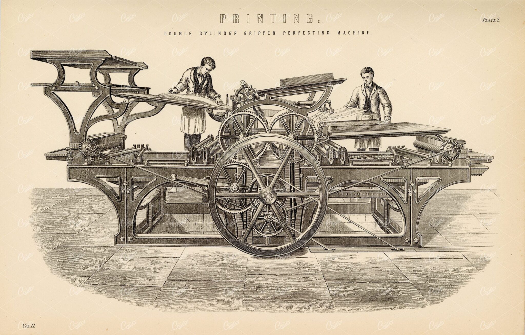 PRINTING Press, Antique 1880 Stock Image, William Mackenzie 1880 - Industrial - Century Library