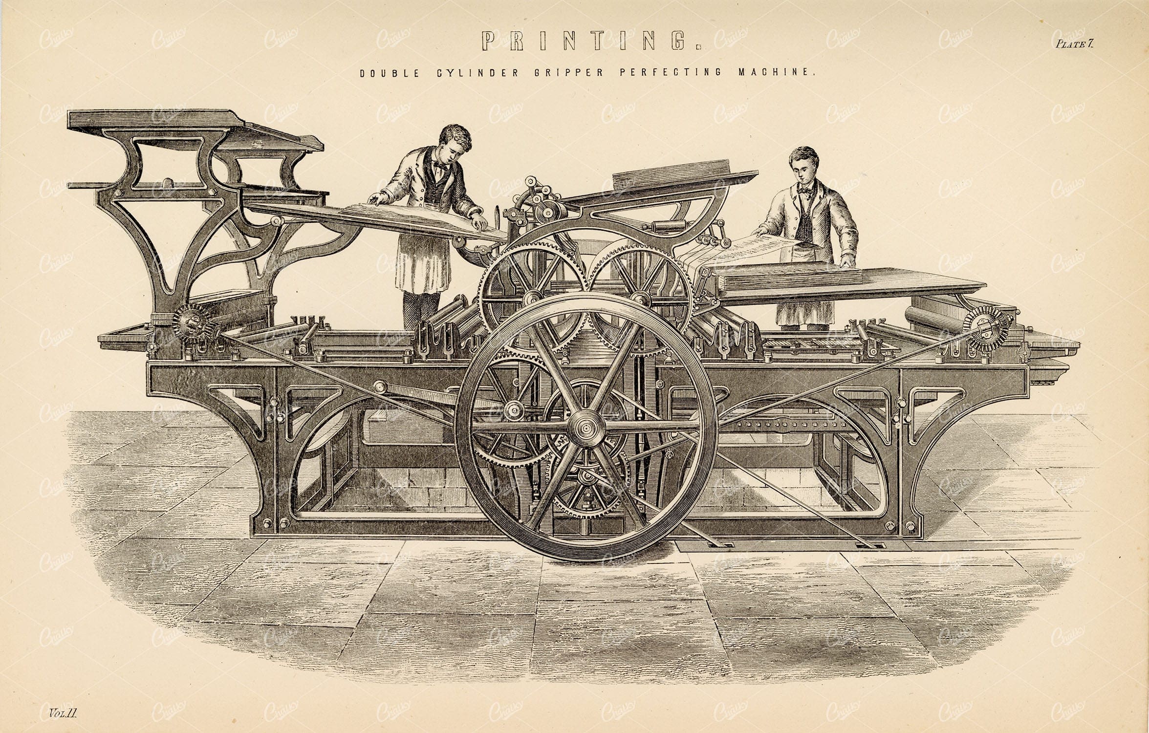 PRINTING Press, Antique 1880 Stock Image, William Mackenzie 1880 - Industrial - Century Library
