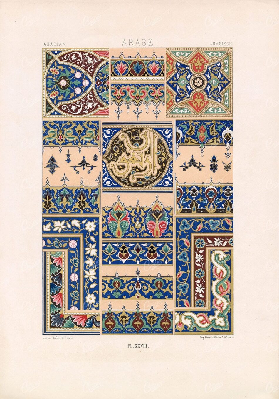 ARABIAN Intricate Embellishment RACINET Plate XXVII 1873