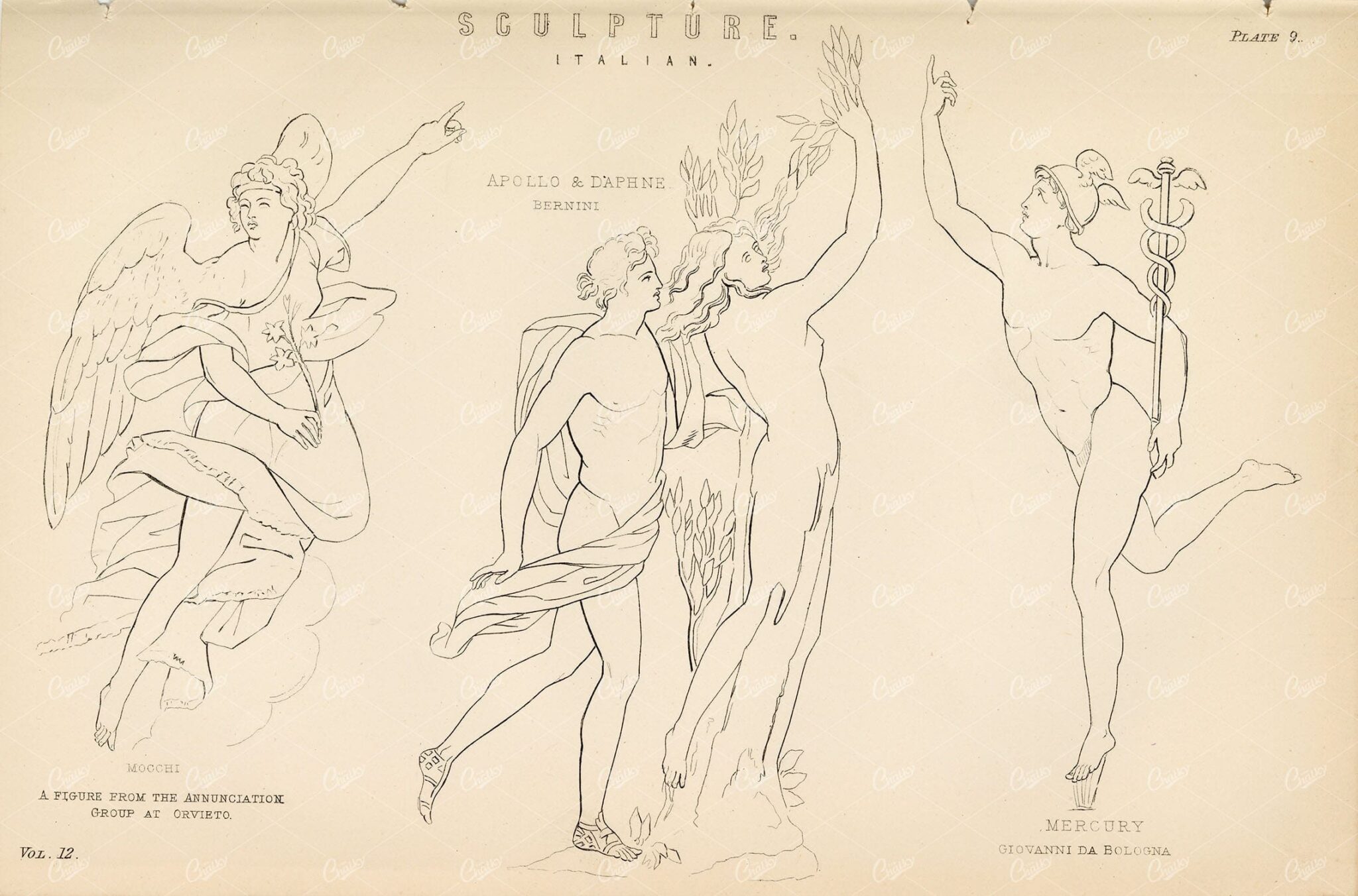 SCULPTURE Italian. Mocchi, Apollo & Daphne, Mercury. 1880 Stock Image - Design - Century Library