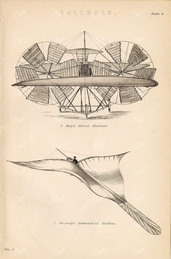 FLYING Machines - Moy's Aerial Steamer, Brearey's Aeronautical Machine