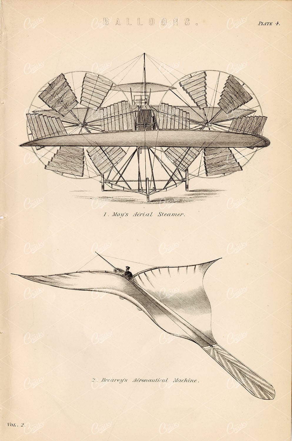 FLYING Machines - Moy's Aerial Steamer, Brearey's Aeronautical Machine