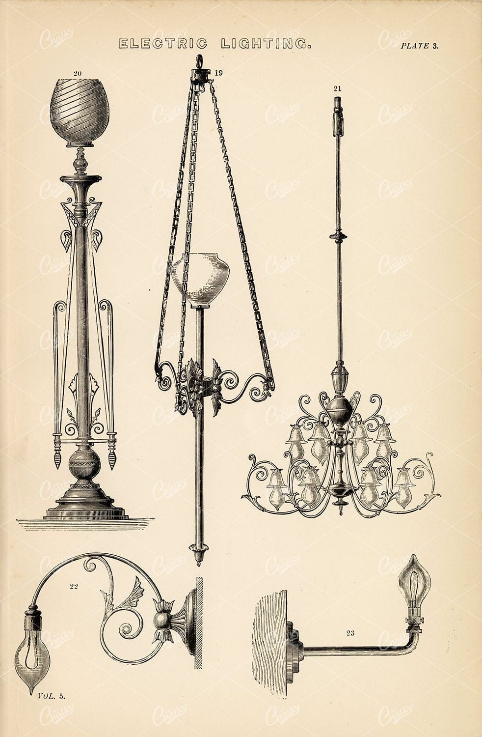 ELECTRICITY - Electric Lighting - Antique William Mackenzie 1880 Artwork