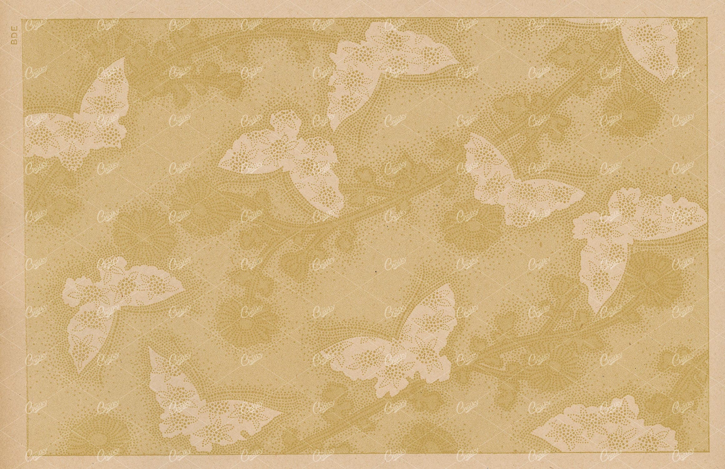 JAPAN - Decorative Repeated Pattern - Butterflies and Flowers 1890