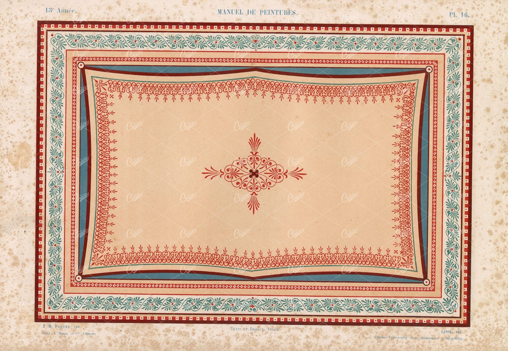 PAINTING - Manuel De Peintures, Decorative Ceiling Mural Lithography