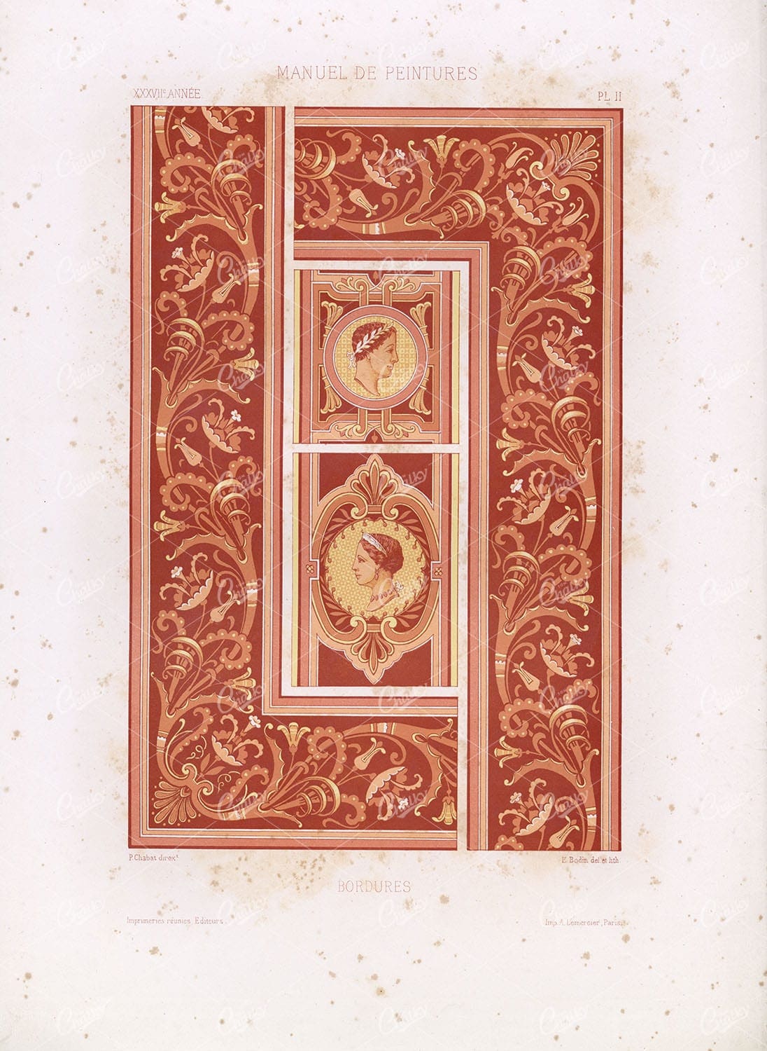 DECORATIVE Borders - Antique Ornamental Interior Design Decor - 1850