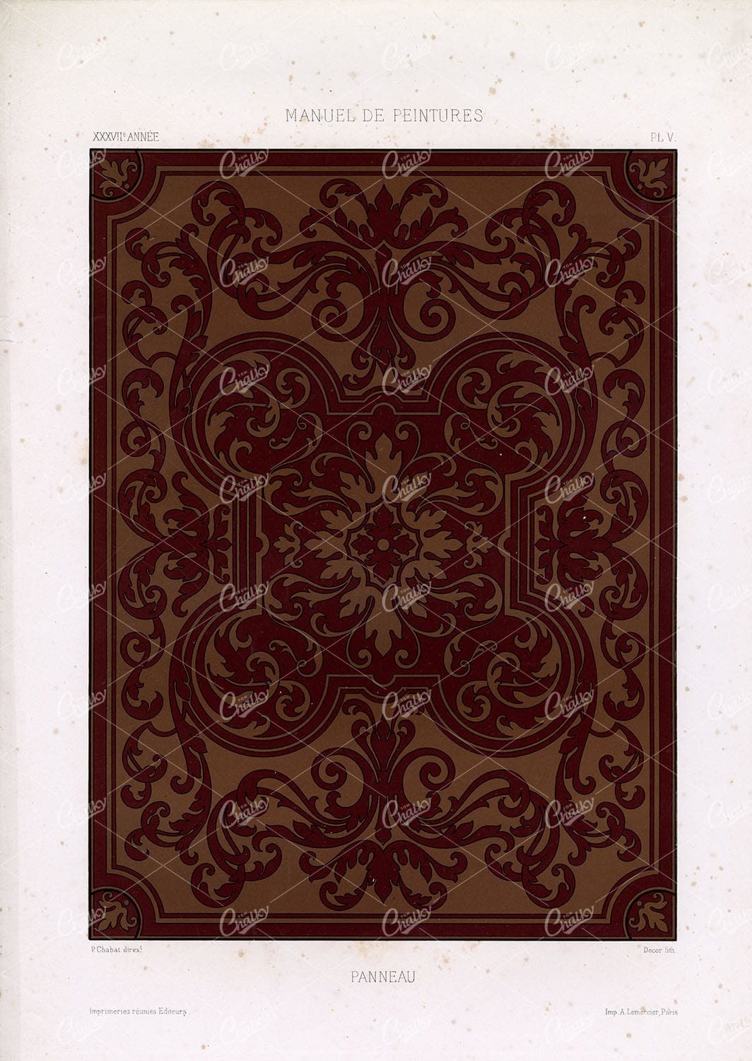 DECORATIVE Sign Artwork - Antique Ornamental Interior Design Decor - 1850