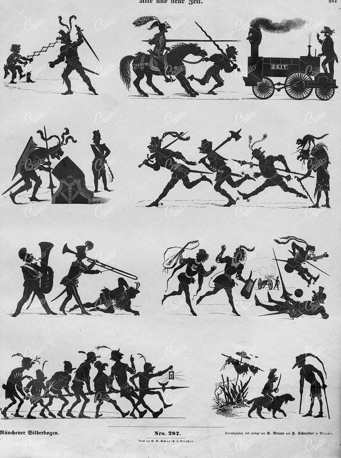 1860 Alte und Neue Zeit Silhouette Shadow Play Figures 287