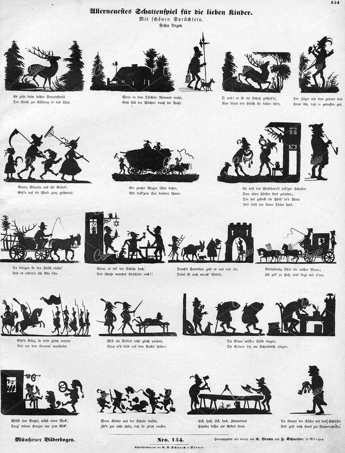 1860 Various Silhouette Shadow Play Figures - München, Braun & Schneider 154